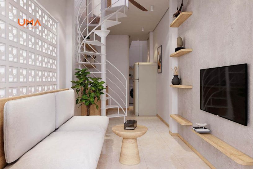 phòng khách cải tạo nhà ống