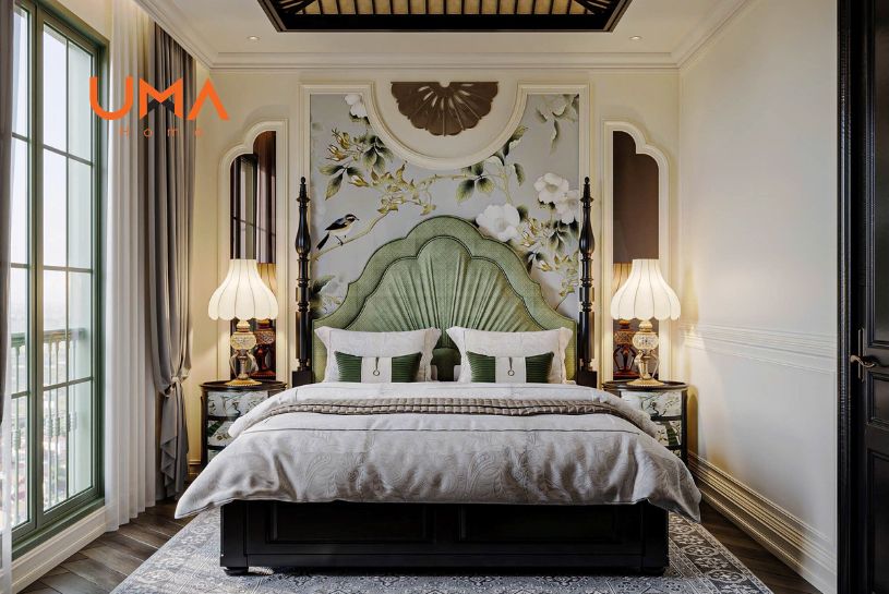cải tạo phòng ngủ 10m2 phong cách Indochine