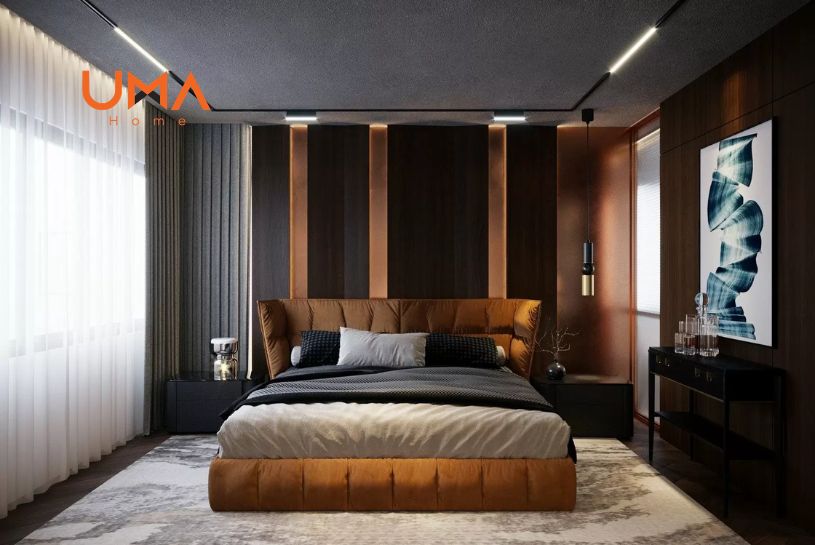 Cải tạo phòng ngủ 12m2 tone gỗ ấm